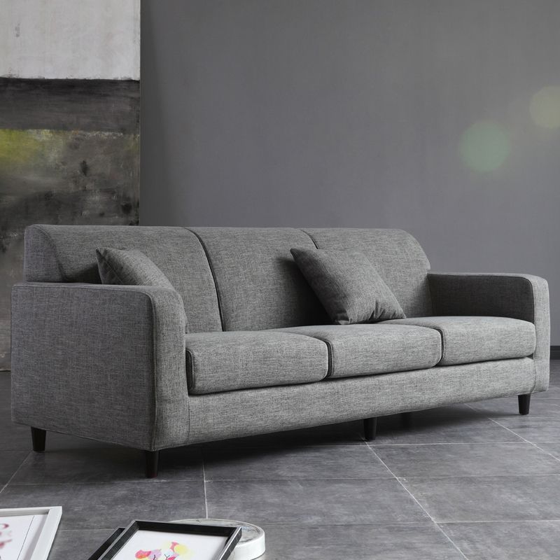 Contemporary Velvet/Linen Couch Square Arm Sofa with Loose Back Clearhalo 'furn' 'furn_sofas' 'Furniture' 'furniture_sofas' 'Living Room Furniture' 'Sofa' 'sofas' 1200x1200_5f9ce590-8a73-4d68-83b3-53a69f378772