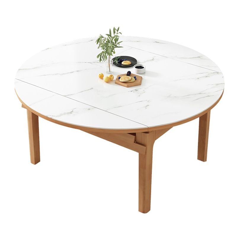 Modern Style Round Dinner Table White Sintered Stone Table with Wooden Base Clearhalo ' dining_table' 'Dining Tables & Seating' 'Dining Tables' 'furn' 'furn_dining_table' 'Furniture' 'furniture_dining_table' 'Kitchen & Dining Furniture' 'kitchen&dining_furn' 'kitchen' 'kitchen_dining_table' 1200x1200_5f9d1a38-407a-4f01-a4da-21345c651bb5