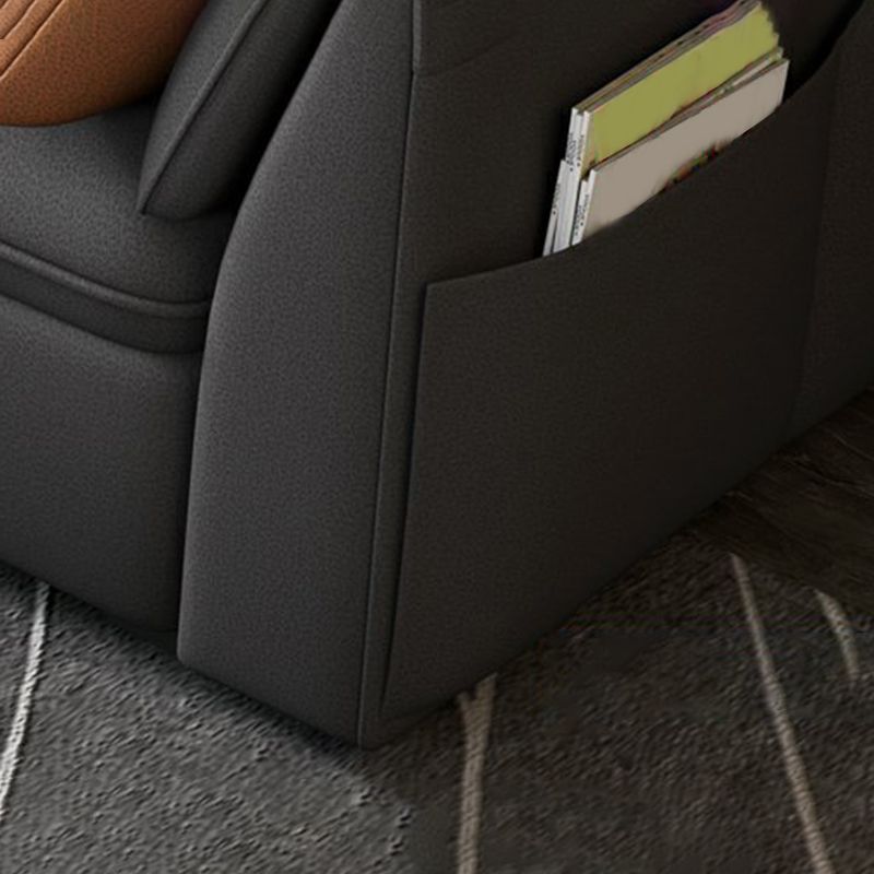 Modern Stain Resistant Faux Leather Pillow Top Arm Sofa with Bolster Pillows Clearhalo 'furn' 'furn_sectionals' 'Furniture' 'furniture_sectionals' 'kitchen' 'kitchen_sectionals' 'Living Room Furniture' 'Sectionals' 1200x1200_5f9f105a-9645-4564-ab47-27482dd8b468