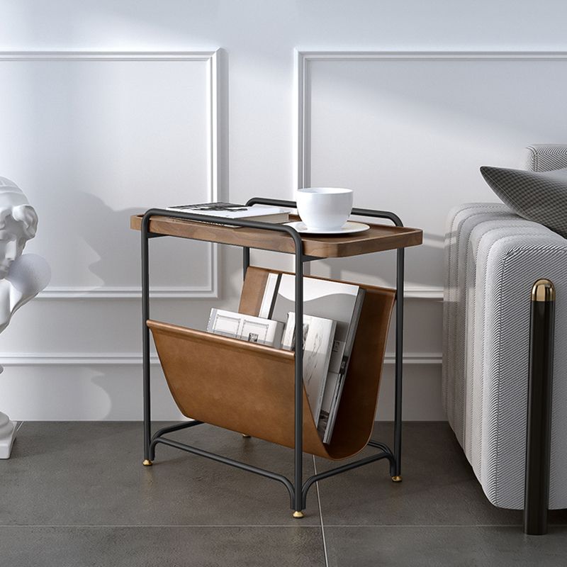 Rectangle Wood Top Side Table Iron Frame End Table with Magazine Holder Clearhalo 'Coffee & Accent Tables' 'End & Side Tables' 'end_side_tables' 'furn' 'furn_end_side_tables' 'Furniture' 'Living Room Furniture' 1200x1200_5f9f9b9b-40d2-42a8-bdce-2877f0a8d959