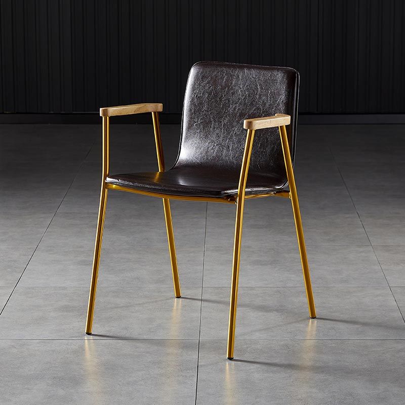 Industriële eetgelegenheden lederen eetkamerstoel met metalen basis
