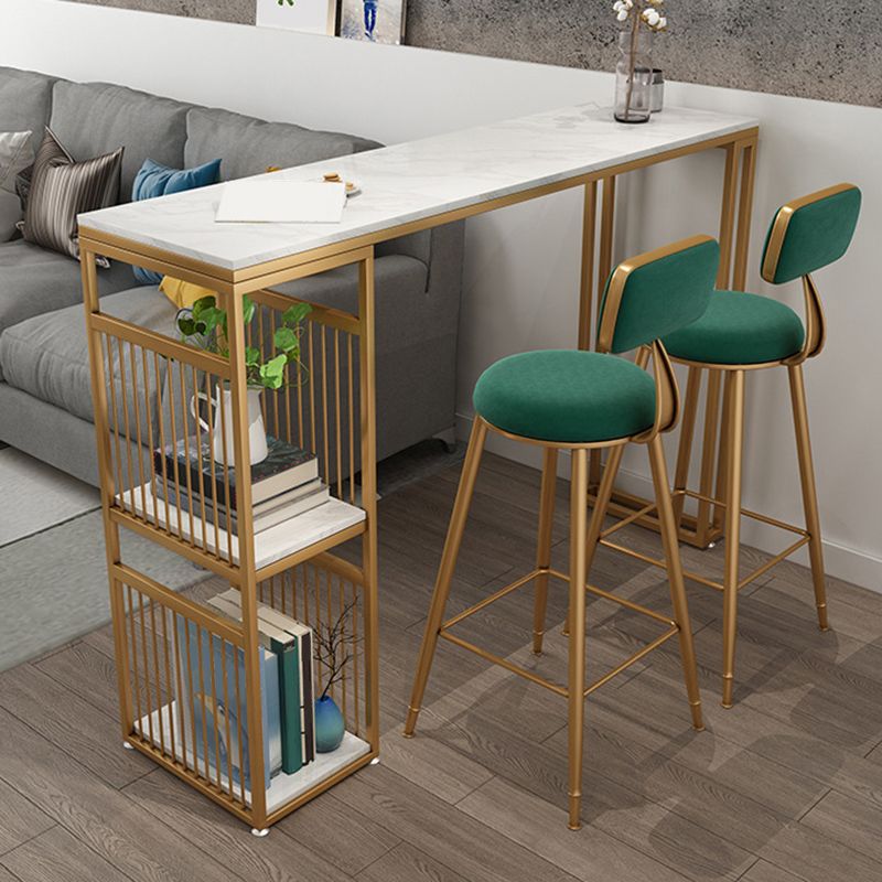 Modern Style Bar-height Table Metal Base Table with 2 Shelves Clearhalo 'Bar Furniture' 'Bar Tables' 'bar_tables' 'furn' 'furn_bar_tables' 'Furniture' 'Kitchen & Dining Furniture' 1200x1200_5fa2e2fa-1e8a-4513-943d-92b867a2a922
