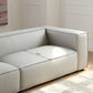 Modern 3/4-seater Leather Sofa Stationary Square Arm Sofa in Gray