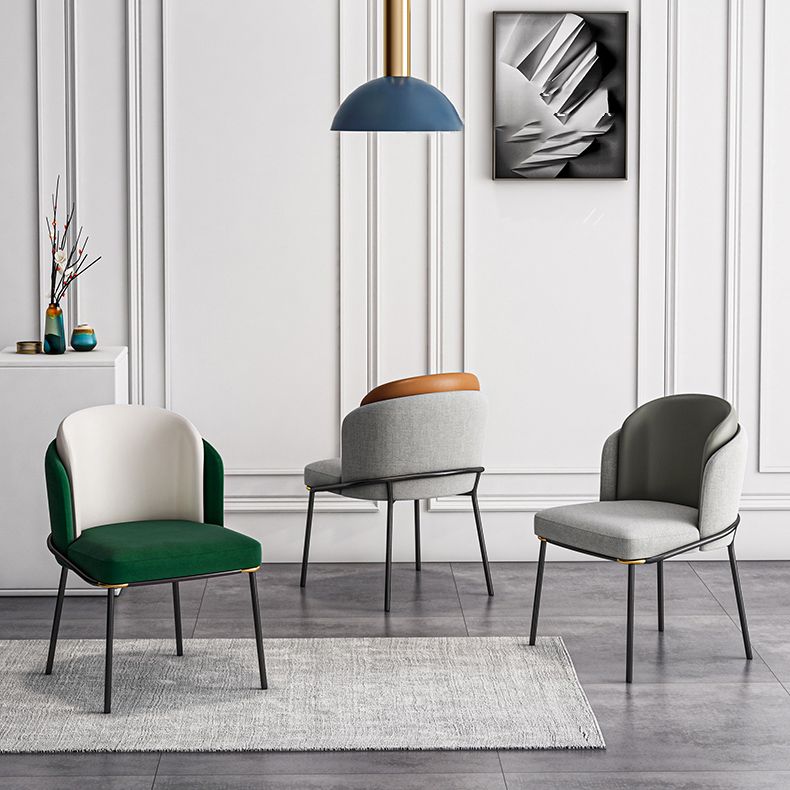 Contemporary Metal Dining Chairs Upholstered Armless Dining Chairs for Home Use Clearhalo ' kitchen&dining_furn' 'Dining Chairs' 'Dining Tables & Seating' 'dining_chair' 'furn' 'furn_dining_chair' 'Furniture' 'furniture_dining_chair' 'Kitchen & Dining Furniture' 'kitchen' 1200x1200_5fa46971-ceac-4109-a564-0c1d76c92cc9