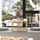 Glam Style Gold Iron Sled Base Coffee Table Rectangle Slate Table