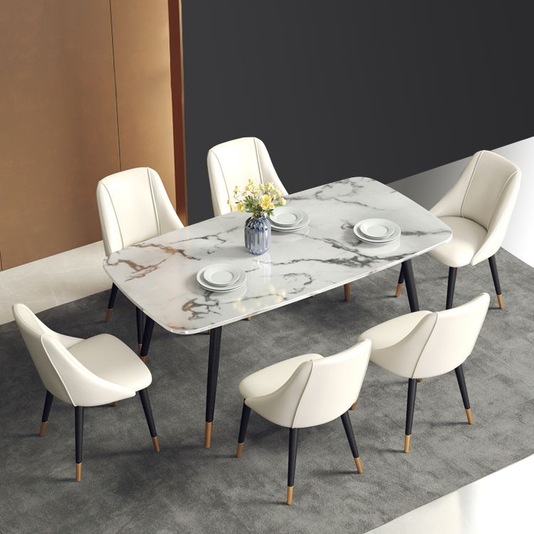 Glam Style Pu Leather Side Chair Set Dining Room Side Chair with Metal Legs Clearhalo ' kitchen&dining_furn' 'Dining Chairs' 'Dining Tables & Seating' 'dining_chair' 'furn' 'furn_dining_chair' 'Furniture' 'furniture_dining_chair' 'Kitchen & Dining Furniture' 'kitchen' 1200x1200_5faa5d7c-d4bd-4460-835c-96d46033a113
