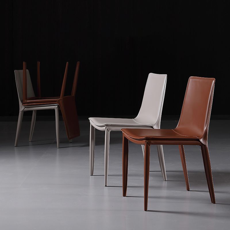 Designer Style Leather Restaurant Side Chair Solid Back Dining Chair (Set of 2) Clearhalo ' kitchen&dining_furn' 'Dining Chairs' 'Dining Tables & Seating' 'dining_chair' 'furn' 'furn_dining_chair' 'Furniture' 'furniture_dining_chair' 'Kitchen & Dining Furniture' 'kitchen' 1200x1200_5faa6ae4-ff6b-4e6d-a0e6-f47bdd15762f