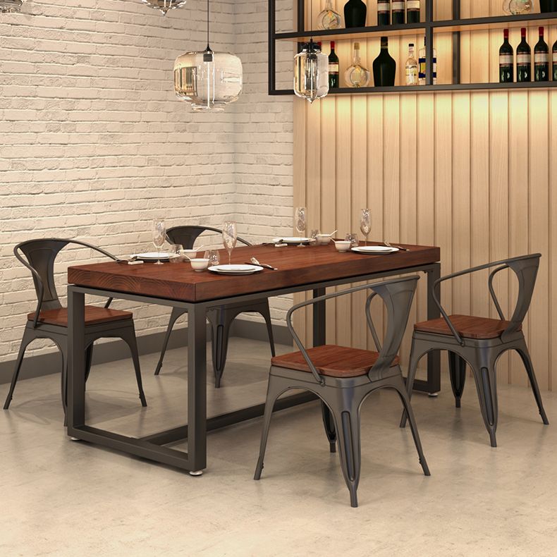 Solid Wood Dining Table Industrial Dining Table with Black Frame Clearhalo 'Dining Tables & Seating' 'Dining Tables' 'dining_table' 'furn' 'furn_dining_table' 'Furniture' 'furniture_dining_table' 'Kitchen & Dining Furniture' 'kitchen' 'kitchen_dining_table' 1200x1200_5faa8b55-c6b4-487c-b4e7-3d301da93d80