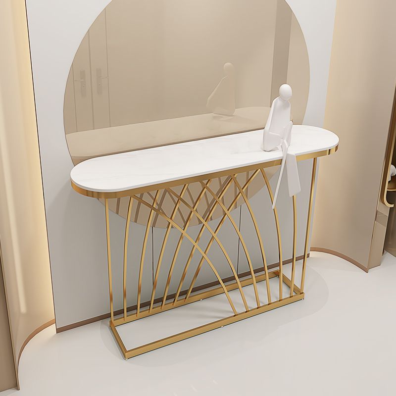 31.5" Tall Stone Console Table Glam Stain Resistant End Table for Hall