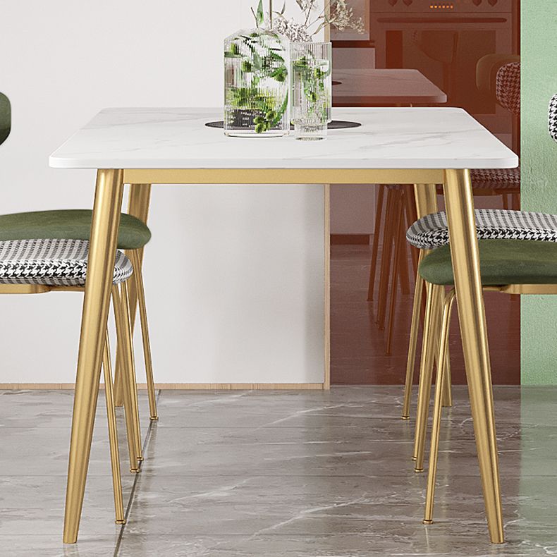Scandinavian Sintered Stone Dining Table Set with Rectangle Table and Gold Legs Home Dining Set Clearhalo 'Dining Room Sets' 'Dining Tables & Seating' 'dining_room_set' 'furn' 'furn_dining_room_set' 'Furniture' 'furniture_dining_room_set' 'Kitchen & Dining Furniture' 'kitchen&dining_furn' 'kitchen' 1200x1200_5fab0a55-fb8a-4b29-a5f4-ac897c772ab2