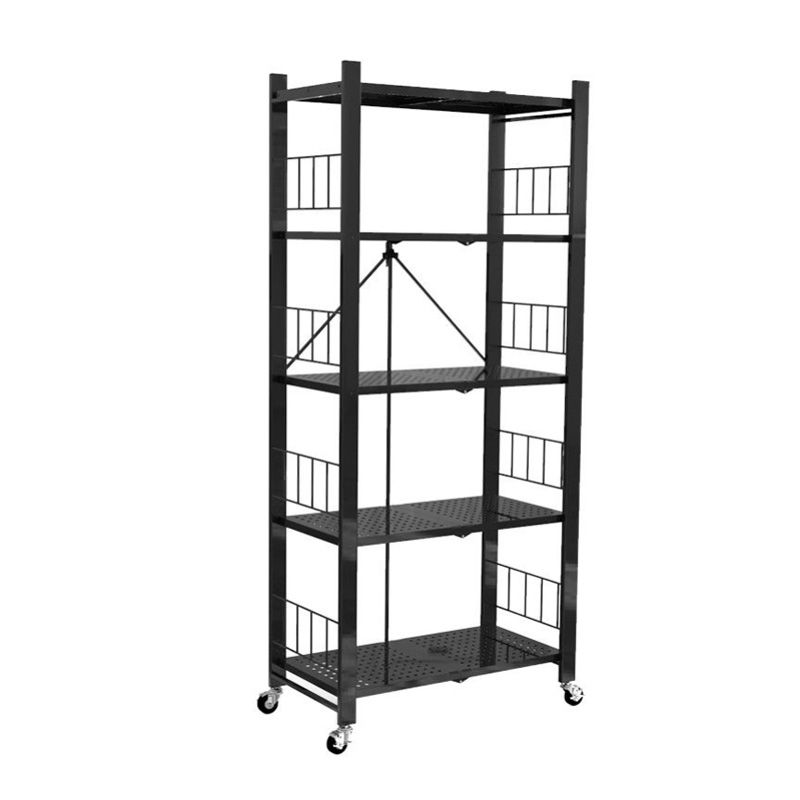 Contemporary Folding Steel Etagere Bookshelf with Caster Wheels Clearhalo 'Bookcases' 'furn' 'furn_bookcases' 'Furniture' 'furniture_bookcases' 'kitchen' 'kitchen_bookcases' 'Living Room Furniture' 'Office Furniture' 1200x1200_5fac0bee-f847-4b03-bdc9-5f3124a63dc8