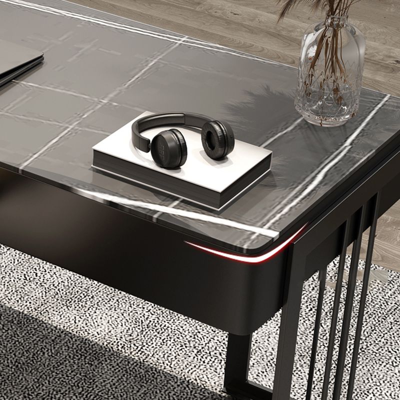 Bureau de bureau en pierre et métal avec un tiroir Courbe d'écriture pour chambre à coucher