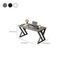 Marble and Wooden Gaming Desk Rectangular Bedroom Computer Desk with Metal Legs