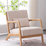 Solid Wood Side Chair Removable Slipcover Lounge Chair for Living Room