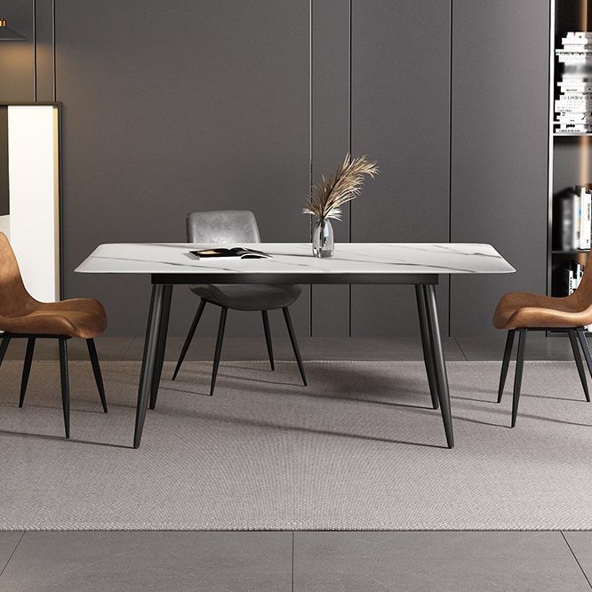Sintered Stone White Dining Table Simplicity 4 Legs Table for Dining Room Clearhalo ' dining_table' 'Dining Tables & Seating' 'Dining Tables' 'Furniture' 'furniture_dining_table' 'Kitchen & Dining Furniture' 'kitchen&dining_furn' 'kitchen' 'kitchen_dining_table' 1200x1200_5fadb550-aeaf-45f7-863a-56dca76cbb5b