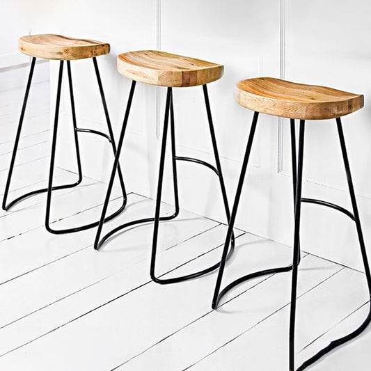 Saddle Seat Coffee Shop Bar & Counter Stool Modern Wood and Metal Dining Stool Clearhalo 'Bar Furniture' 'Bar Stools' 'bar_stools' 'furn' 'furn_bar_stools' 'Furniture' 'Kitchen & Dining Furniture' 1200x1200_5fb0b287-5cc1-4ab1-84f0-0daf9597dbc2