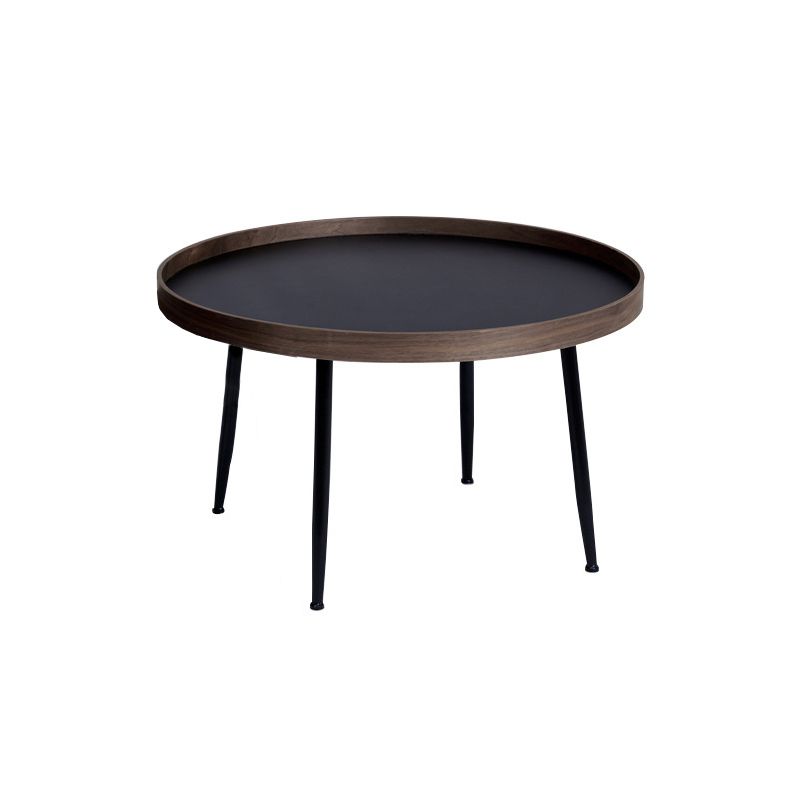 Round Wooden Coffee Table Black Tray Top Cocktail Table with 4 Legs Clearhalo 'Coffee & Accent Tables' 'Coffee Tables' 'coffee_tables' 'furn' 'furn_coffee_tables' 'Furniture' 'Living Room Furniture' 1200x1200_5fb12175-9904-4caf-8710-0f26008e8e9a
