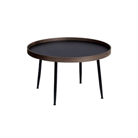 Mesa de café redonda de madera bandeja negra mesa de cóctel con 4 patas