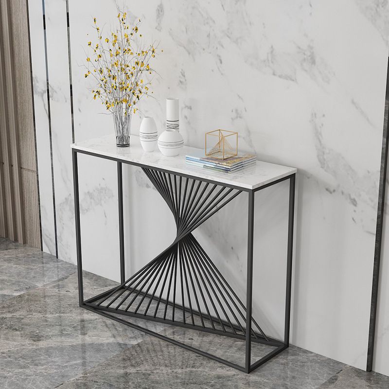Contemporary Console Accent Table Antique Finish Console Sofa Table in Marble
