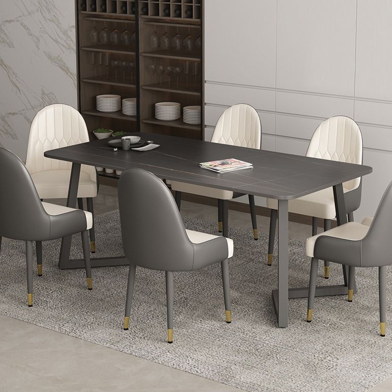 Industrial Style Dining Table Sintered Stone Rectangle Table for Home Clearhalo 'Dining Tables & Seating' 'Dining Tables' 'dining_table' 'furn' 'furn_dining_table' 'Furniture' 'Kitchen & Dining Furniture' 1200x1200_5fb2b949-3aaf-47ab-a6fb-19a546b24a1a