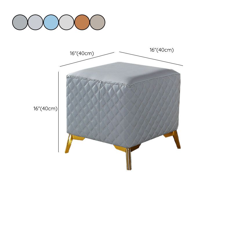 Glam Ottoman Genuine Leather Upholstered Diamond Lattice Square Ottoman with Metal Legs Clearhalo 'furn' 'furn_ottomans_poufs' 'Furniture' 'Living Room Furniture' 'Ottomans & Poufs' 'ottomans_poufs' 1200x1200_5fb2c94f-222a-429a-9f52-49b1805c25ea