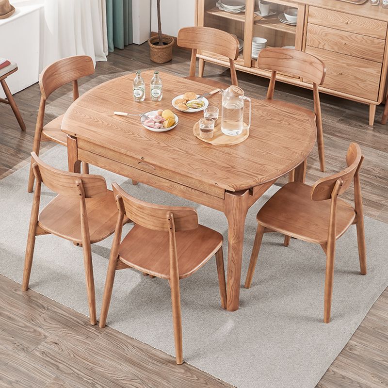 Modern Dining Set Solid Wood Round Shape 4 Legs Base Extendable Dining Table Set Clearhalo 'Dining Room Sets' 'Dining Tables & Seating' 'dining_room_set' 'Furniture' 'furniture_dining_room_set' 'Kitchen & Dining Furniture' 'kitchen&dining_furn' 'kitchen' 1200x1200_5fb2cd1a-0b6f-41d5-baf3-c53c588fbd61