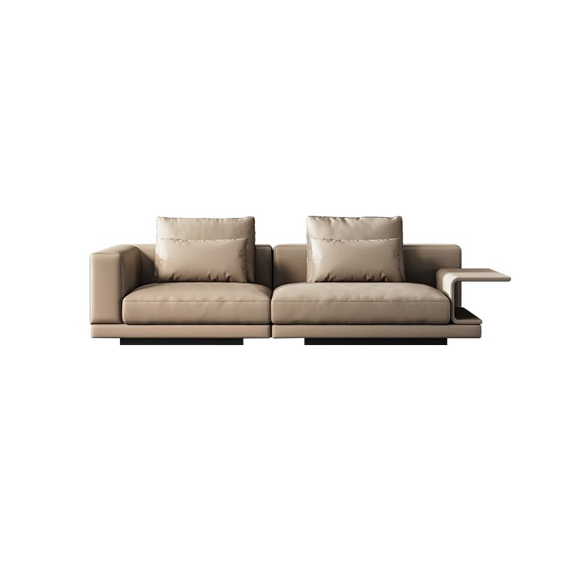 Contemporary Genuine Leather Square Arm Standard Sofa with Bolster Pillows Clearhalo 'furn' 'furn_sofas' 'Furniture' 'furniture_sofas' 'kitchen' 'kitchen_sofas' 'Living Room Furniture' 'Sofa' 'sofas' 1200x1200_5fb3b7aa-dcf1-4a18-bd8b-c47c1f816a61