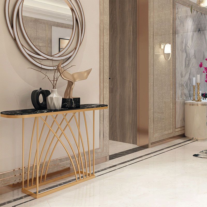 Tavolo di divano console di ferro glam tavolo da accento console in marmo ovale per sala