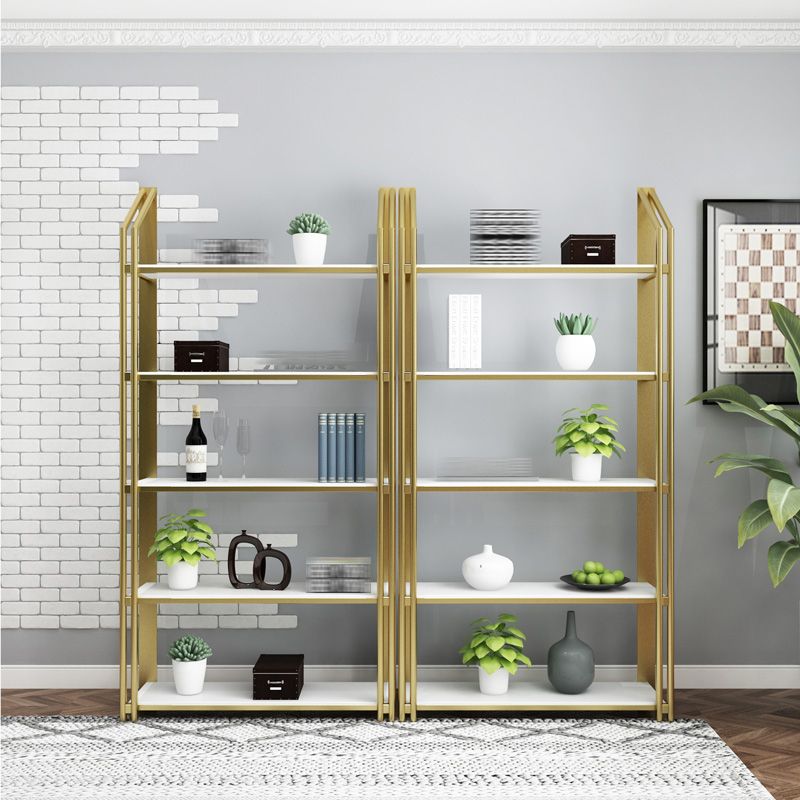 Glam Style Bookshelf Open Back Gold Bookcase for Home Office and Study Room Clearhalo 'Bookcases' 'furn' 'furn_bookcases' 'Furniture' 'furniture_bookcases' 'kitchen' 'kitchen_bookcases' 'Living Room Furniture' 'Office Furniture' 1200x1200_5fb6279f-1bbe-440f-95d9-2aa2af03f1a6
