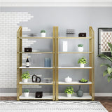 Glam Style Bookshelf Open Back Gold Bookcase for Home Office and Study Room Clearhalo 'Bookcases' 'furn' 'furn_bookcases' 'Furniture' 'furniture_bookcases' 'kitchen' 'kitchen_bookcases' 'Living Room Furniture' 'Office Furniture' 1200x1200_5fb6279f-1bbe-440f-95d9-2aa2af03f1a6
