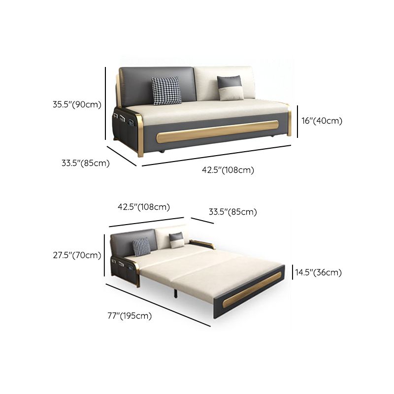 Estilo moderno 33.46 "Sofá ancho de sofá Faux Cuero sofá con almacenamiento