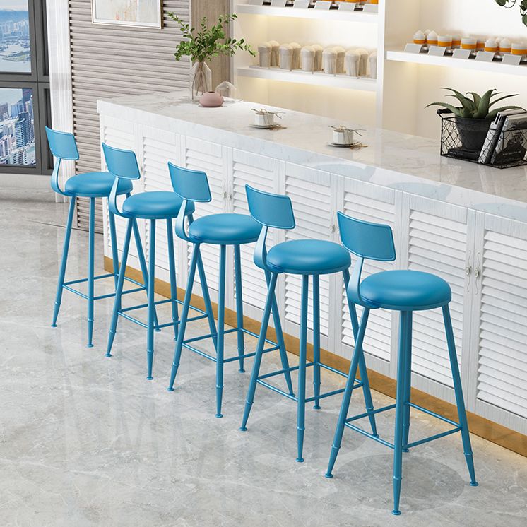 Modern Armless Backrest Counter Stool Iron Milk Tea Shop Bar Stool with Leather Cushion Clearhalo 'Bar Furniture' 'Bar Stools' 'bar_stools' 'furn' 'furn_bar_stools' 'furniture_bar_stools' 'Kitchen & Dining Furniture' 'kitchen&dining_furn' 'kitchen' 'kitchen_furn' Furniture' 1200x1200_5fb8dac7-b4ca-4a25-8a51-c733d52e4052