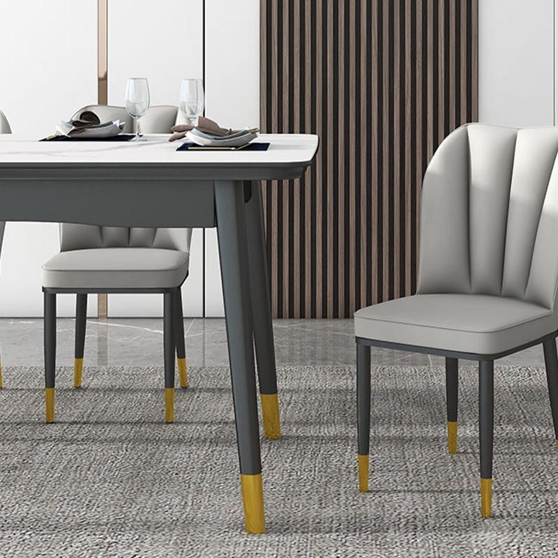 Rechthoekige gesinterde stenen eettafel luxe 4 poten meubels in matte afwerking voor thuis