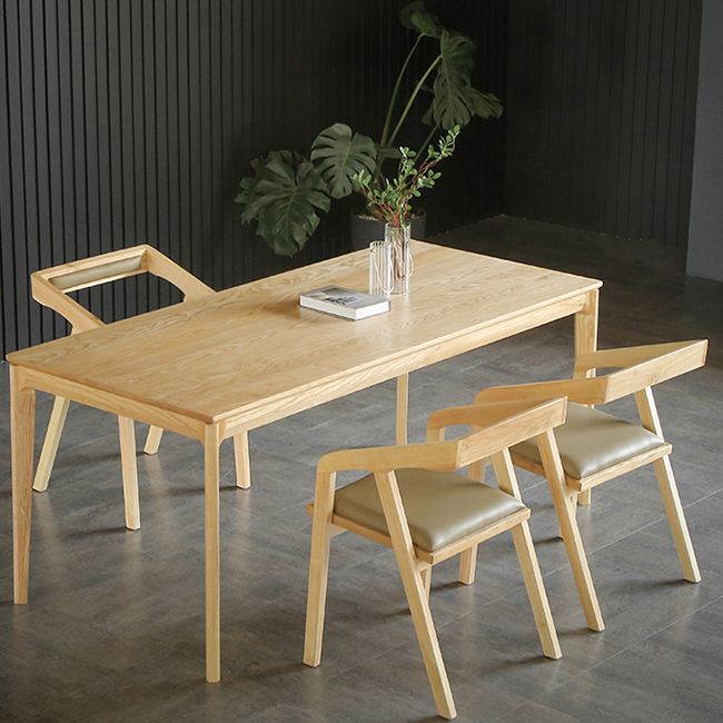 Modern 1/2/3/4/5 Pieces Dining Set Rectangle Solid Wood Legs Dinette Set in Natural Clearhalo 'Dining Room Sets' 'Dining Tables & Seating' 'dining_room_set' 'furn' 'furn_dining_room_set' 'Furniture' 'Kitchen & Dining Furniture' 1200x1200_5fba1ca7-50af-4dbb-9914-06d526d2b123