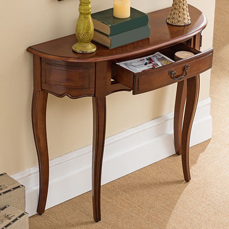 Tavolo di accento di legno moderno di metà secolo Tavolino di divano mezza luna per Hall