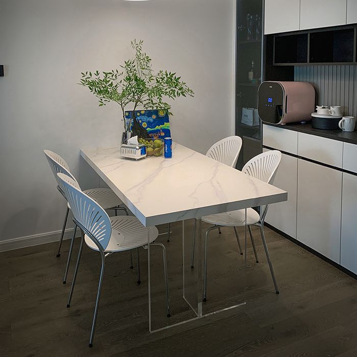 Modern Acrylic Dining Table Set 1/2/3/5 Pieces Rectangle Sintered Stone Top Dinette Set Clearhalo 'Dining Room Sets' 'Dining Tables & Seating' 'dining_room_set' 'furn' 'furn_dining_room_set' 'Furniture' 'furniture_dining_room_set' 'Kitchen & Dining Furniture' 1200x1200_5fbcdd83-e39b-46df-bccb-25ae3d92372b