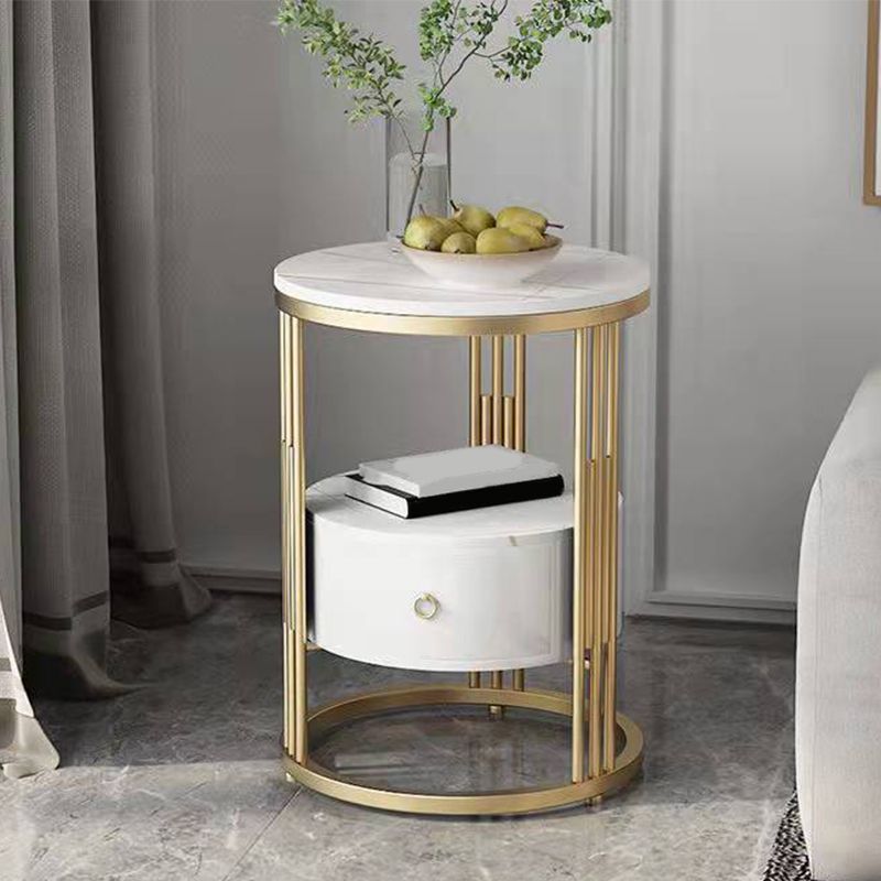 19.69" W x 19.69"D x 21.65" H End Table Round Stone Side Table with Storage Clearhalo 'Coffee & Accent Tables' 'End & Side Tables' 'end_side_tables' 'furn' 'furn_end_side_tables' 'Furniture' 'Living Room Furniture' 1200x1200_5fbce908-eb42-4a65-b09d-19b21c4546a0