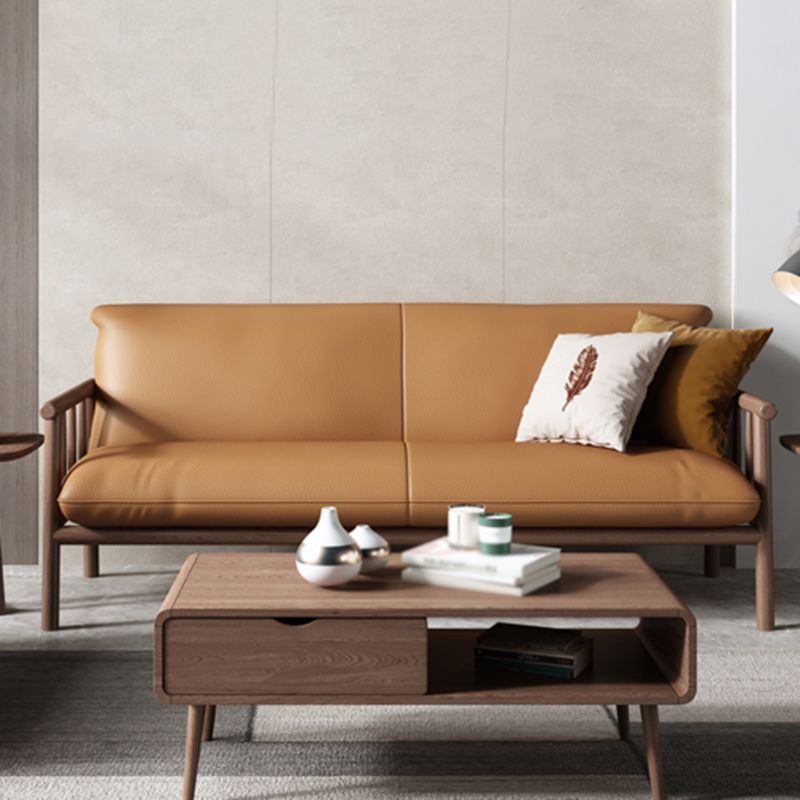 Canapé en faux cuir moderne du milieu du siècle 29 "W Square bras pour le salon