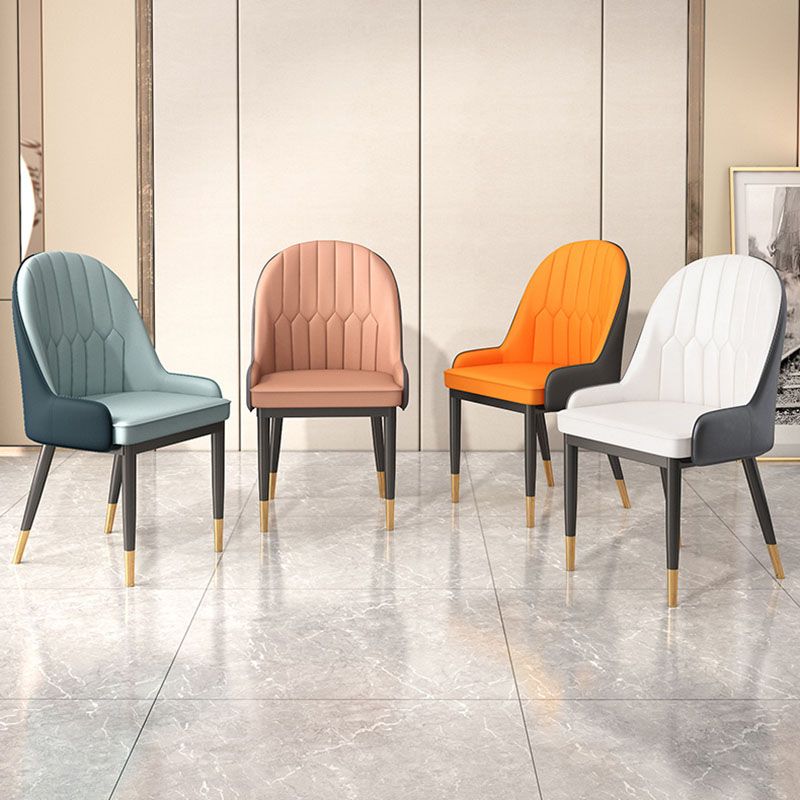 Scandinavian Style Arm Solid Back Dining Side Chair PU Leather Dining Chairs Clearhalo 'Dining Chairs' 'Dining Tables & Seating' 'dining_chair' 'furn' 'furn_dining_chair' 'Furniture' 'furniture_dining_chair' 'Kitchen & Dining Furniture' 1200x1200_5fbd435e-9bdb-43e8-8102-3b46dfd4c234