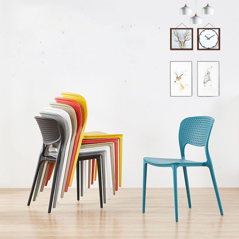 Contemporary Open Back Chairs Dining Armless Stackable Plastic Side Chair Clearhalo ' kitchen&dining_furn' 'Dining Chairs' 'Dining Tables & Seating' 'dining_chair' 'furn' 'furn_dining_chair' 'Furniture' 'furniture_dining_chair' 'Kitchen & Dining Furniture' 'kitchen' 1200x1200_5fbd6333-5502-47b7-8721-f66751dc9d58