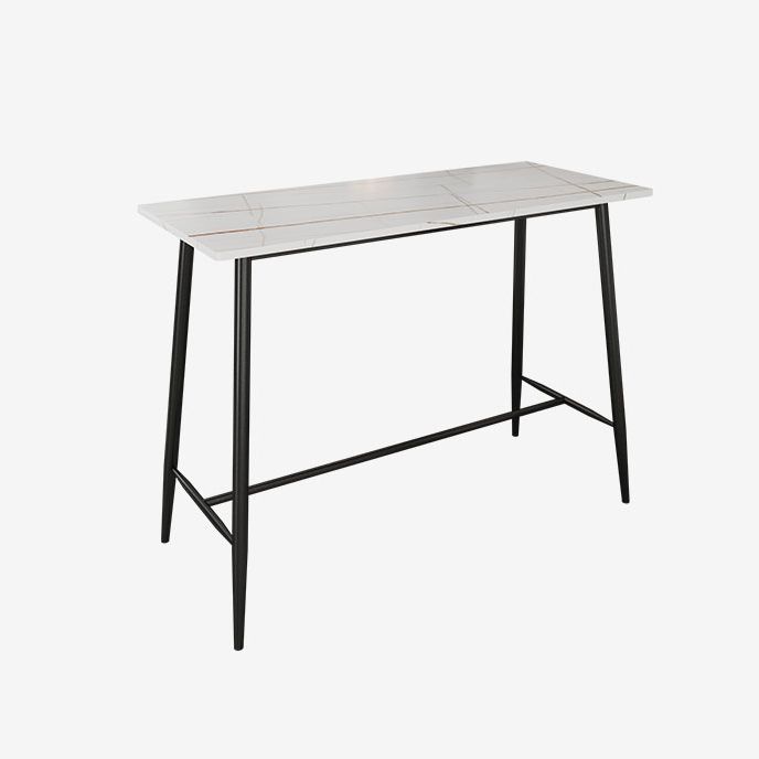 Industrial Black Metal Bar Table Rectangle Top 41.3"H Bistro Table with Footrest Clearhalo 'Bar Furniture' 'Bar Tables' 'bar_tables' 'furn' 'furn_bar_tables' 'Furniture' 'furniture_bar_tables' 'Kitchen & Dining Furniture' 1200x1200_5fbf0618-784a-43f5-b101-423681e66862