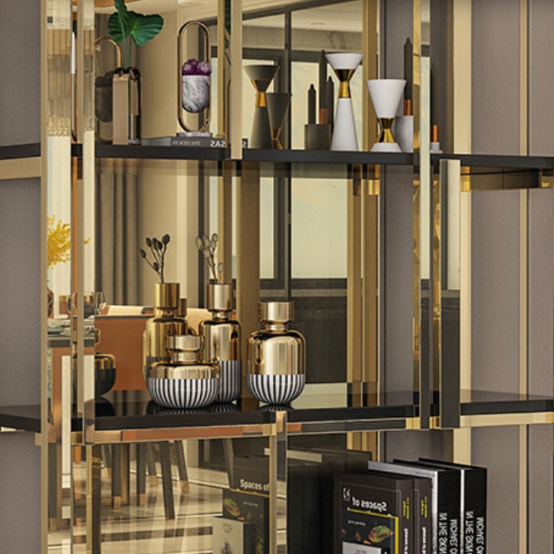 Gold Closed Back Bookshelf Glam Standard Engineered Wood Bookcase