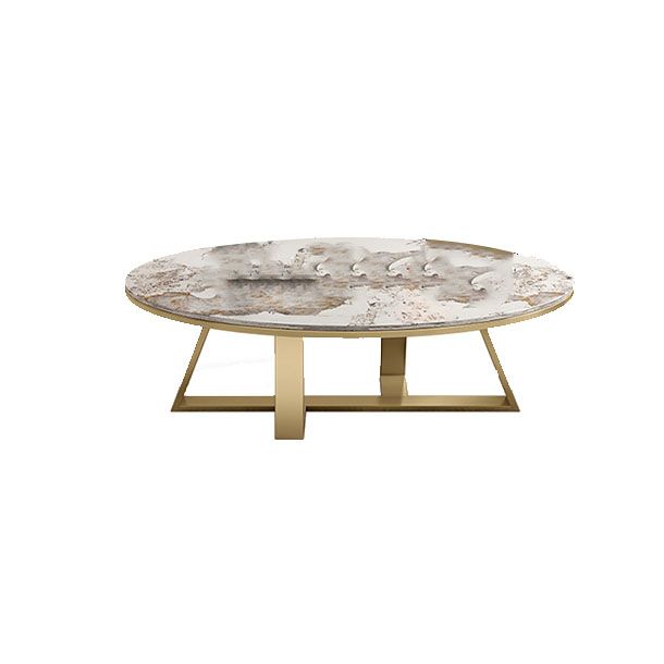 Metal Cross Legs Cocktail Table Luxurious Oval Stone Top Coffee Table Clearhalo 'Coffee & Accent Tables' 'Coffee Tables' 'coffee_tables' 'furn' 'furn_coffee_tables' 'Furniture' 'Living Room Furniture' 1200x1200_5fc15fb2-c917-4f51-b9d6-1911bb50c178