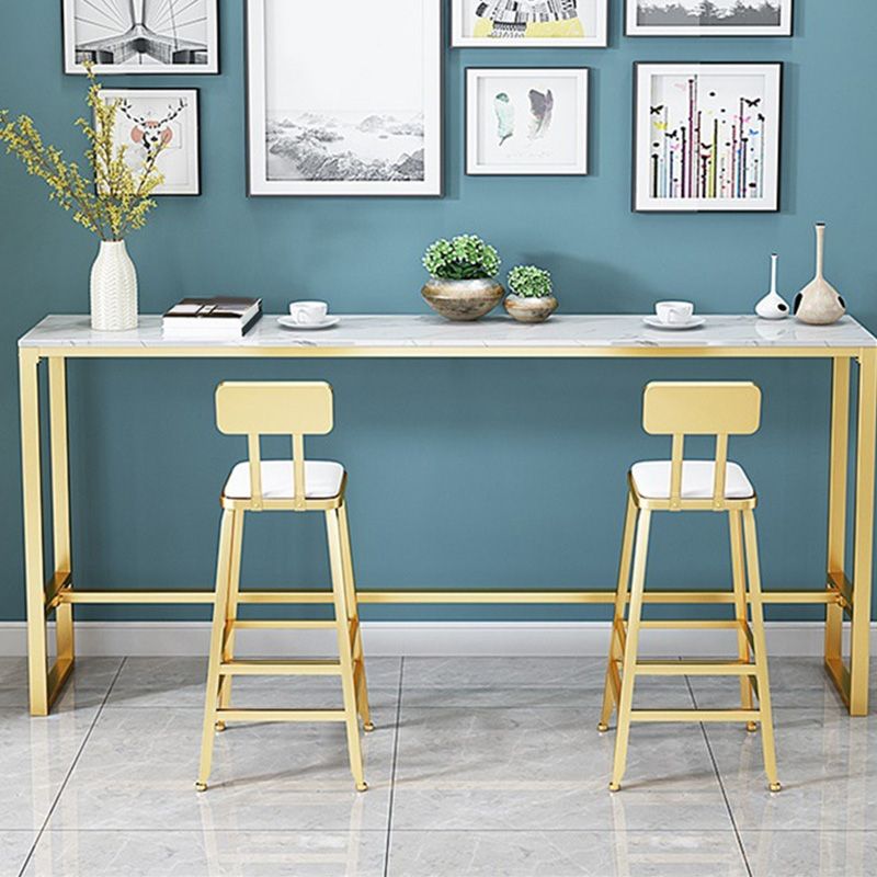 Glam Bar-height Table Faux Marble and White Bar Table for Patio Use Clearhalo 'Bar Furniture' 'Bar Tables' 'bar_tables' 'furn' 'furn_bar_tables' 'Furniture' 'Kitchen & Dining Furniture' 1200x1200_5fc1d9fa-90a4-4af5-87cd-7f87df394124