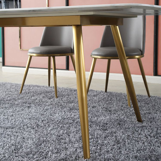 デザイナースタイルの焼結ストーントップダイニングセット長方形1/4/5/7ピースディネットテーブルセット