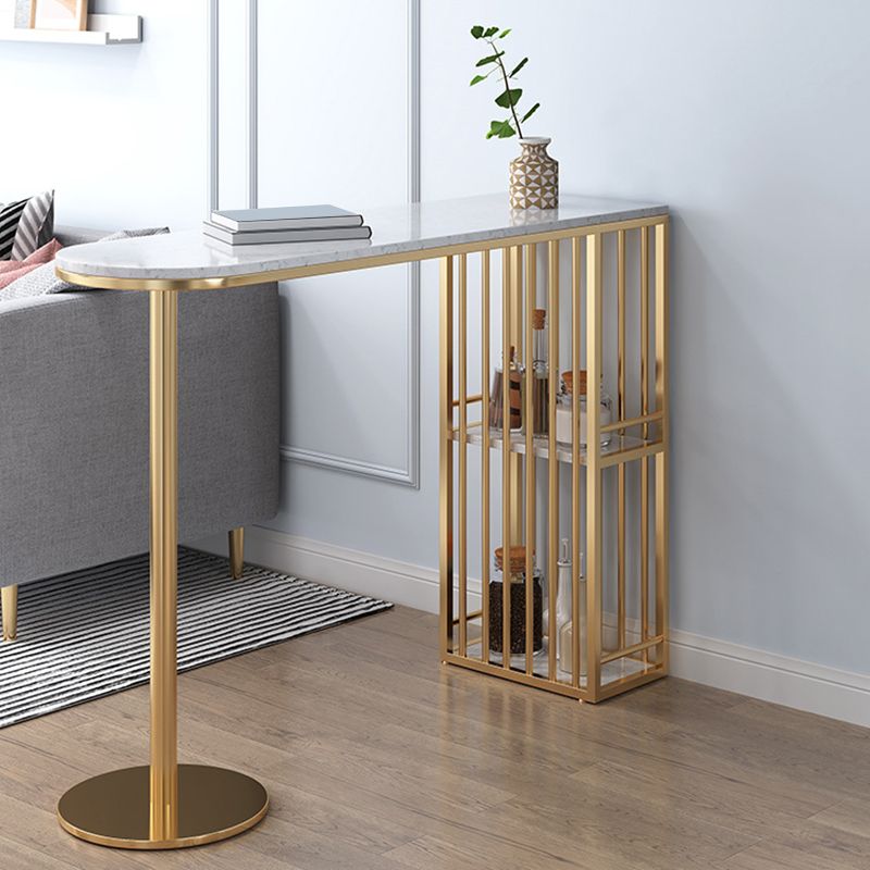 Glam Pub Height Dining Table Stone Top Pub Table with Gold Base Clearhalo 'Bar Furniture' 'Bar Tables' 'bar_tables' 'furn' 'furn_bar_tables' 'Furniture' 'Kitchen & Dining Furniture' 1200x1200_5fc584ad-1d09-4266-872a-b8488736e3b5