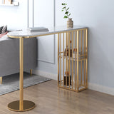 Glam Pub Height Dining Table Stone Top Pub Table with Gold Base
