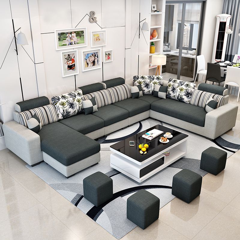 135.83"L x 87.8"W x 35.43"H 4-seat Sofa Square Arm Sectionals with Cushion Back Clearhalo 'furn' 'furn_sectionals' 'Furniture' 'furniture_sectionals' 'Living Room Furniture' 'Sectionals' 1200x1200_5fc59fae-d65d-46b7-957d-07aef392052d