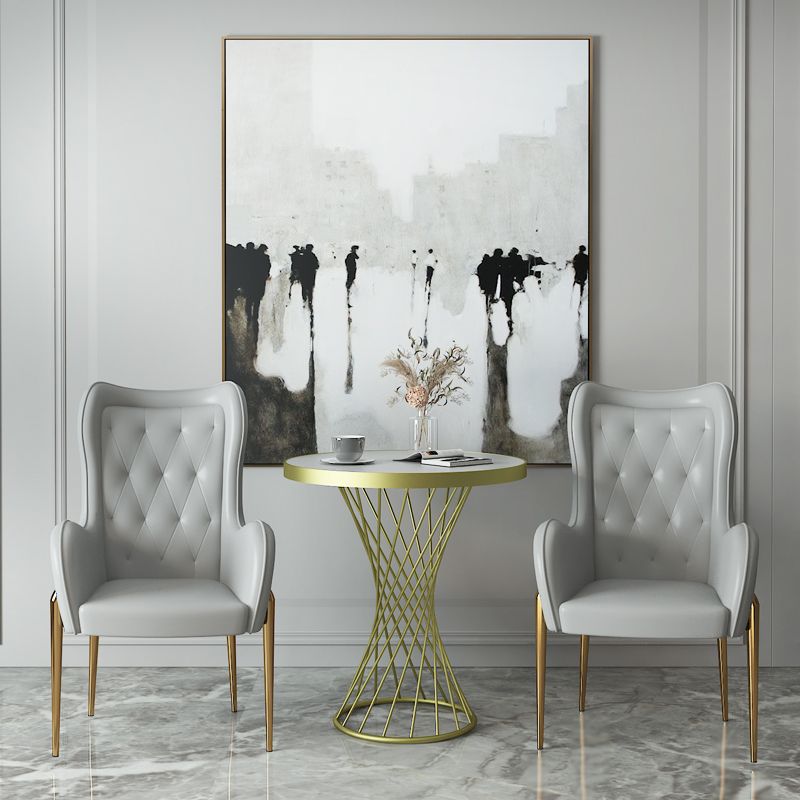 Nordic Metal Dining Room Chair Upholstered Linen Fabric Arm Single Chair for Restaurant Clearhalo ' kitchen&dining_furn' 'Dining Chairs' 'Dining Tables & Seating' 'dining_chair' 'furn' 'furn_dining_chair' 'Furniture' 'furniture_dining_chair' 'Kitchen & Dining Furniture' 'kitchen' 1200x1200_5fc7b268-f49c-4a49-a6d8-1491799d3ebc