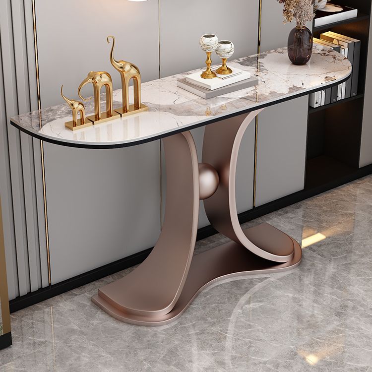 Tavolo console glam a mezza luna di divano console in pietra per hall